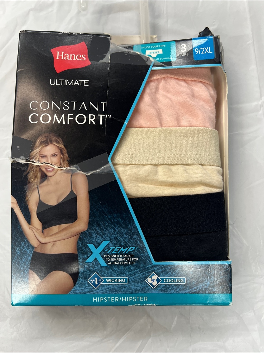 NWT Hanes Ultimate Constant Comfort X-Temp Hipster Panties 3-Pack Size 9/2XL